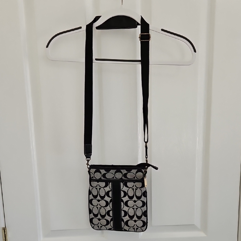 Coach Black & Grey Bag With Gold Accents!!